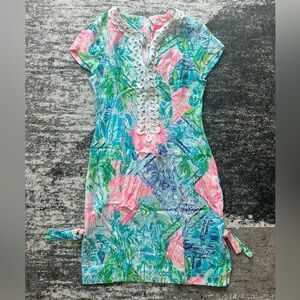 Lilly Pulitzer Pink and Blue Tropical Dress - Size 0